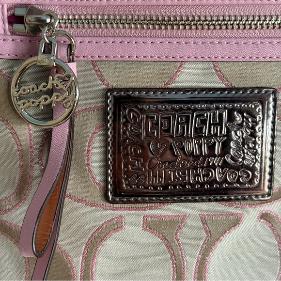Coach Poppy Signature Canvas Tote Bag - Pink and Tan - Picture 5 of 14